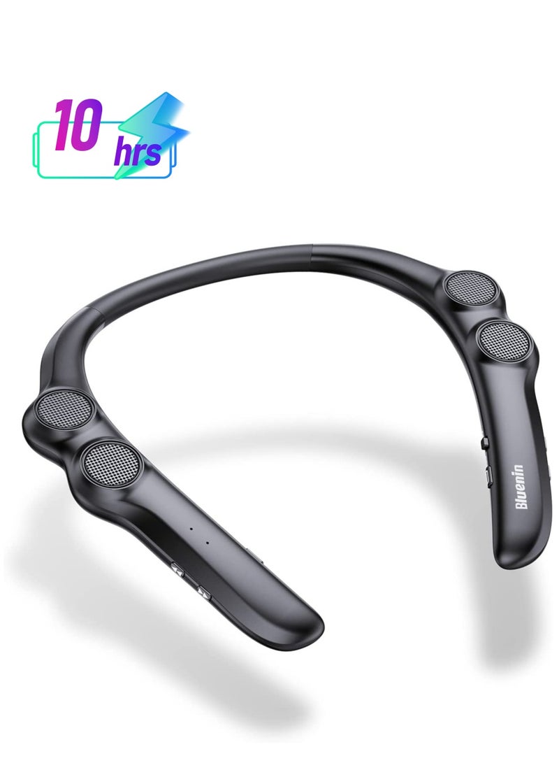 SYOSI Neckband Bluetooth Speakers, Black Wearable Wireless Speake, Personal Sport Speaker, 3D Surround Sound Stereo, for Home&Outdoor - Image 1