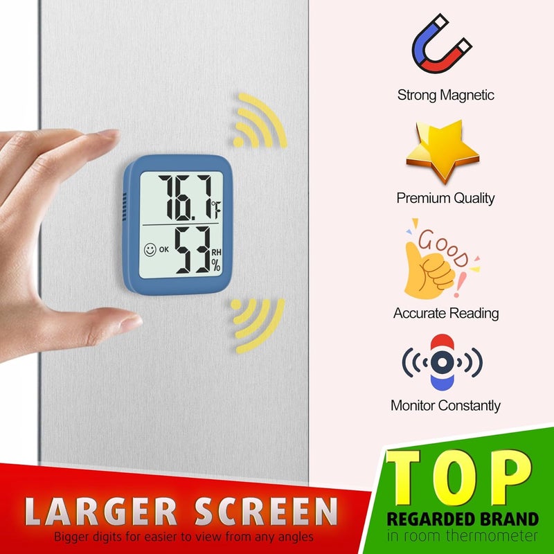 Antonki Room Thermometer for Home, 2 Pack Digital Temperature and Humidity Monitors, Indoor Hygrometer Sensor, Humidity Gauge, Humidity Meter for Baby Room, Terrarium, Incubator, Greenhouse - Image 3