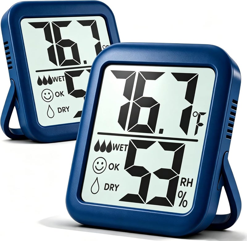 Antonki Room Thermometer for Home, 2 Pack Digital Temperature and Humidity Monitors, Indoor Hygrometer Sensor, Humidity Gauge, Humidity Meter for Baby Room, Terrarium, Incubator, Greenhouse - Image 1
