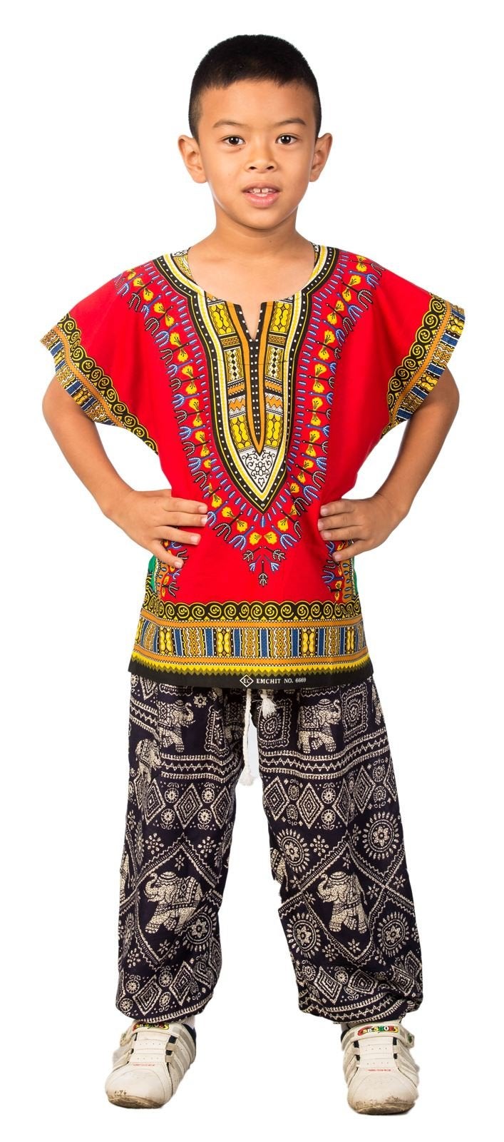 LOFBAZ African Dashiki Shirt for Kids Girls Boys Unisex Clothes Print T-Shirts Little Baby Toddler Dress Up Clothing Yellow 5-6Y - Image 4