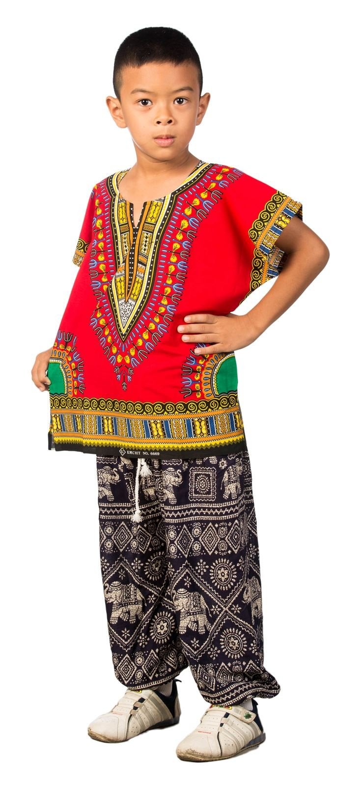 LOFBAZ African Dashiki Shirt for Kids Girls Boys Unisex Clothes Print T-Shirts Little Baby Toddler Dress Up Clothing Yellow 5-6Y - Image 2