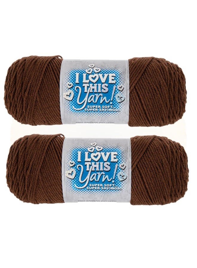 Hobby Lobby I Love This Yarn, 100% Acrylic, 160 Brown, Set of 2 - Image 1