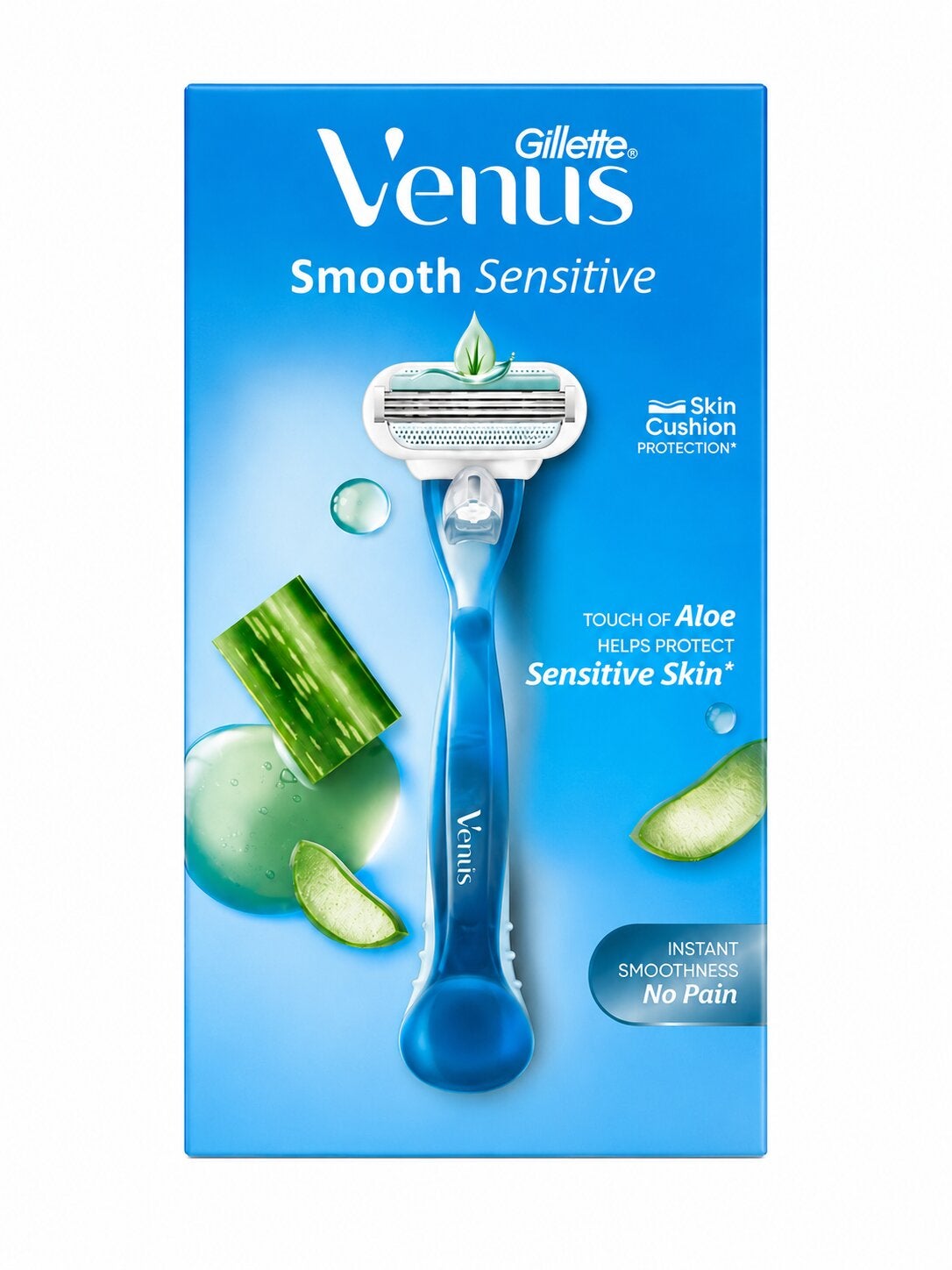 جيليت S Razor For Sensitive Skin With Aloe Vera Strip Gillette Venus Smooth Sensitive 3 Blade System