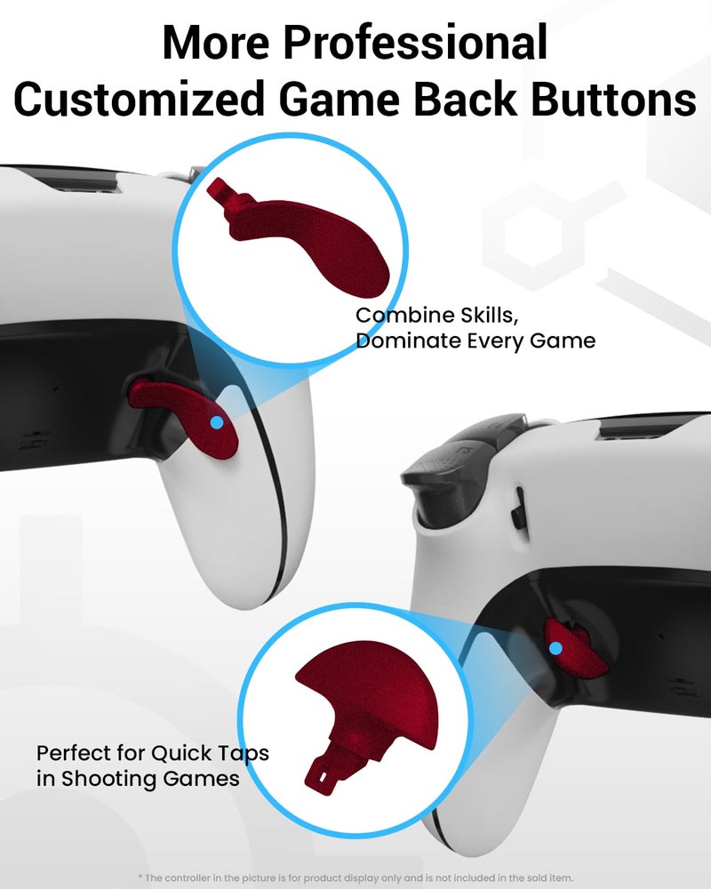 CHARM FOCUS Metal Thumbsticks & Back Paddles for PS5 Edge Controller, Analog Thumb Sticks Caps Replacement Kit for PS5 Dual Sense Edge Stick Module, 6 Joysticks, 4 Back Buttons, Red - Image 3
