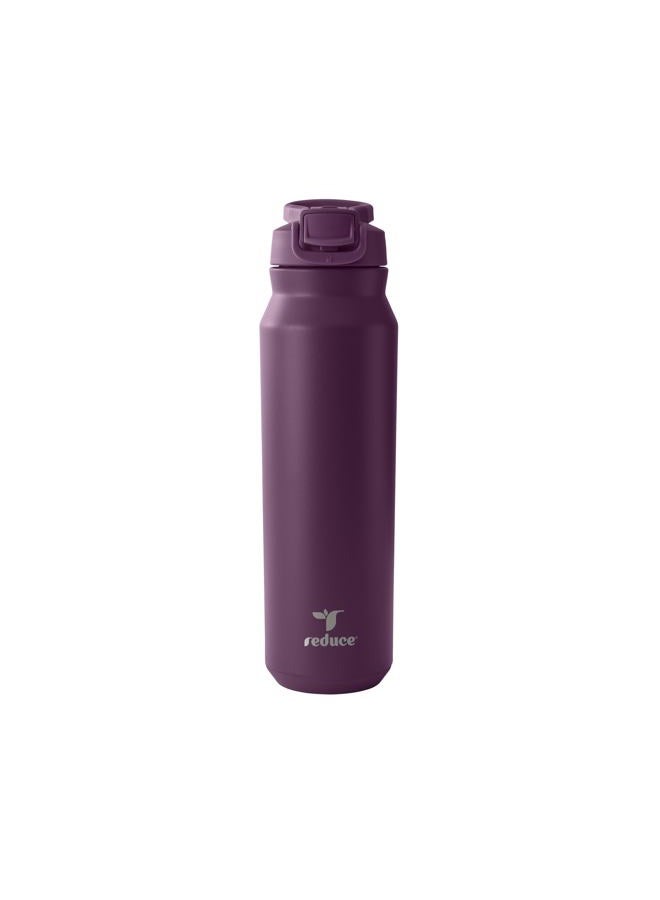 Reduce 32 oz Hydrate Pro Stainless Steel Insulated Water Bottle - Flip Top Leak-Proof Lid,Dishwasher Safe, BPA-Free, Dual Wall Vacuum, Keeps Drinks Cold for 48 Hrs, Cup Holder Friendly - Midnight Plum - Image 1