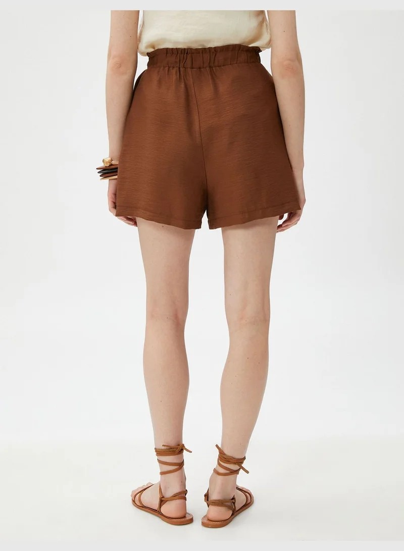 KOTON Wide Leg Shorts Waist Banded High Rise
