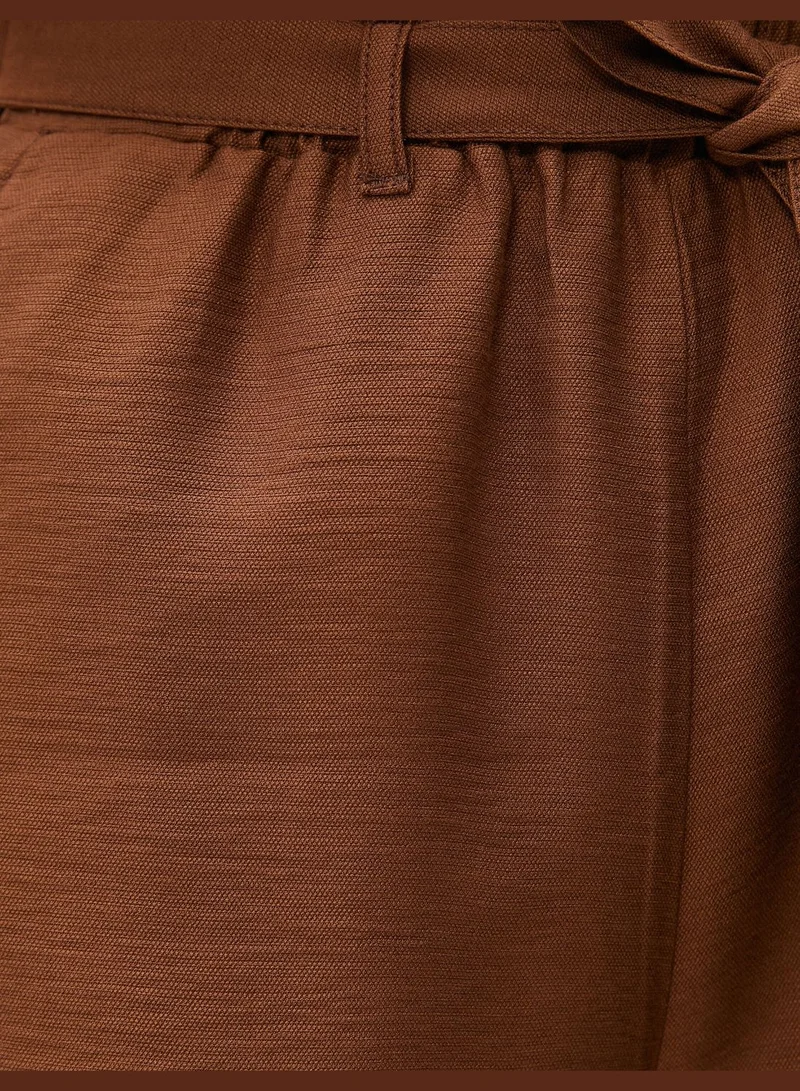 KOTON Wide Leg Shorts Waist Banded High Rise