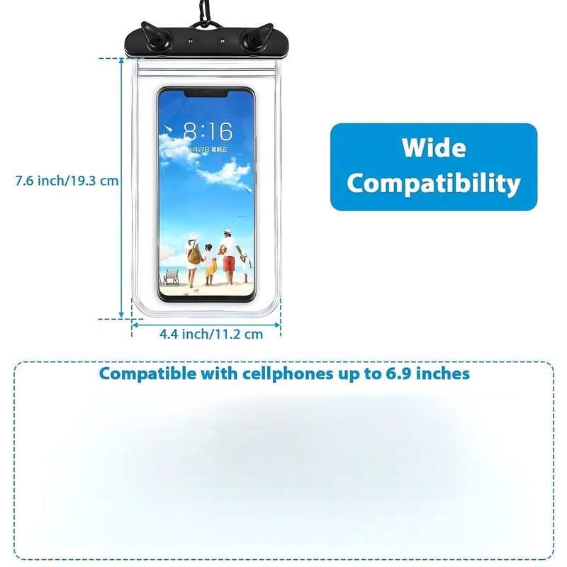 Frienda 12 Pieces Universal Waterproof Phone Pouch Underwater Case Clear Cellphone Dry Bag with Lanyard Outdoor Beach Swimming Snorkeling Bag for Smartphone up to 6.9 Inch (Multi-Color) - Image 2