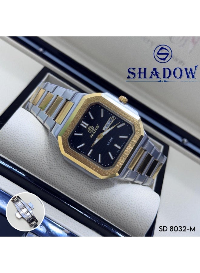 شادو ساعة شادو رجالية أنيقة - تصميم مربع مثمن - وظيفة اليوم والتاريخ - Image 2