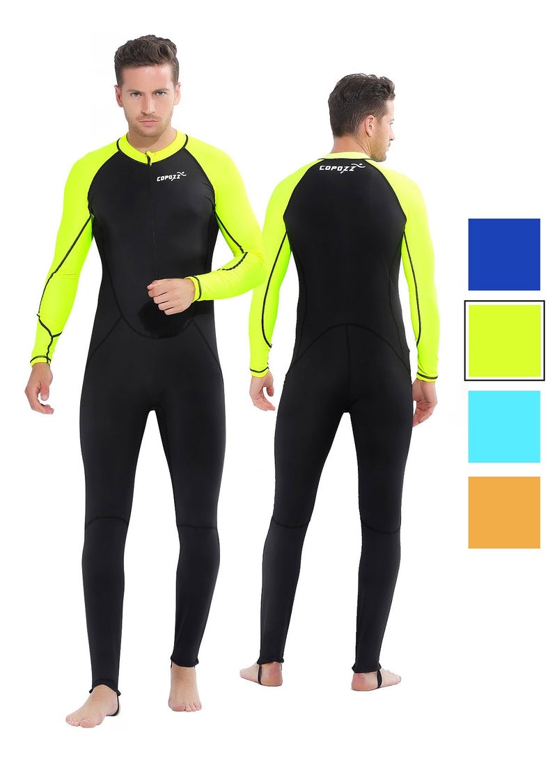 Copozz COPOZZ Diving Skin, Men Women Youth Thin Wetsuit Rash Guard- Full Body UV Protection - for Diving Snorkeling Surfing Spearfishing Sport Skin (Black/Green, X-Large for Men)  - Image 1