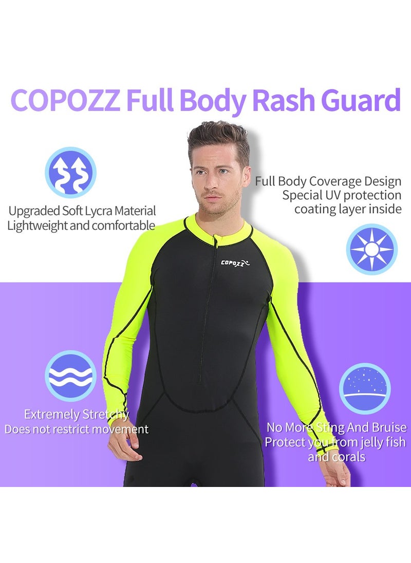 Copozz COPOZZ Diving Skin, Men Women Youth Thin Wetsuit Rash Guard- Full Body UV Protection - for Diving Snorkeling Surfing Spearfishing Sport Skin (Black/Green, X-Large for Men)  - Image 4
