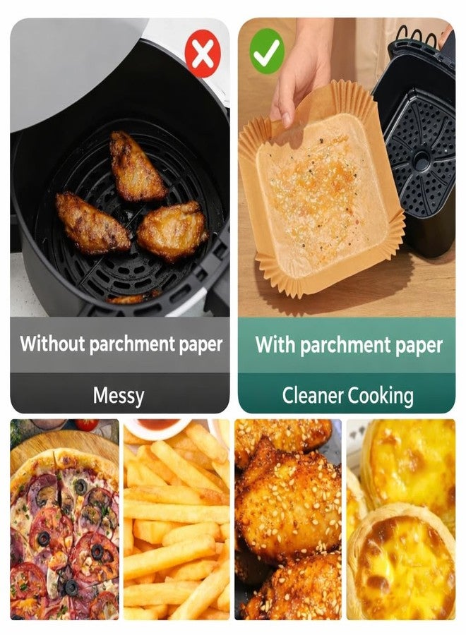Oblivion 100 PCS Air Fryer Paper Sheets | Disposable Paper Liner for Microwave | Oil-Proof Parchment Paper for Frying, Baking, Cooking, Roasting and Microwave | (Square 8 INCH) - Image 4