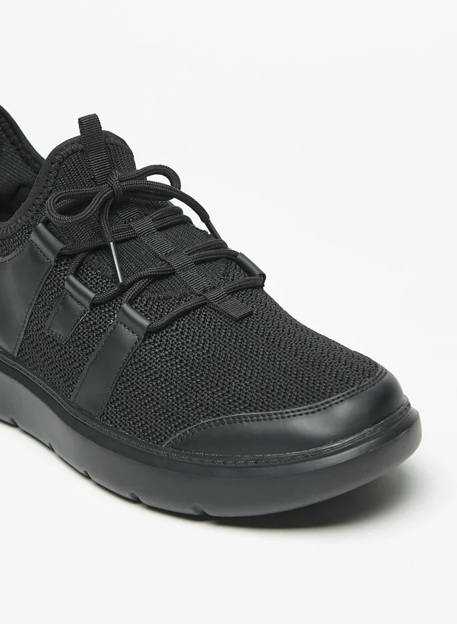 LBL by Shoexpress Men's Textured Slip-On Sports Shoes with Lace-Up Detail