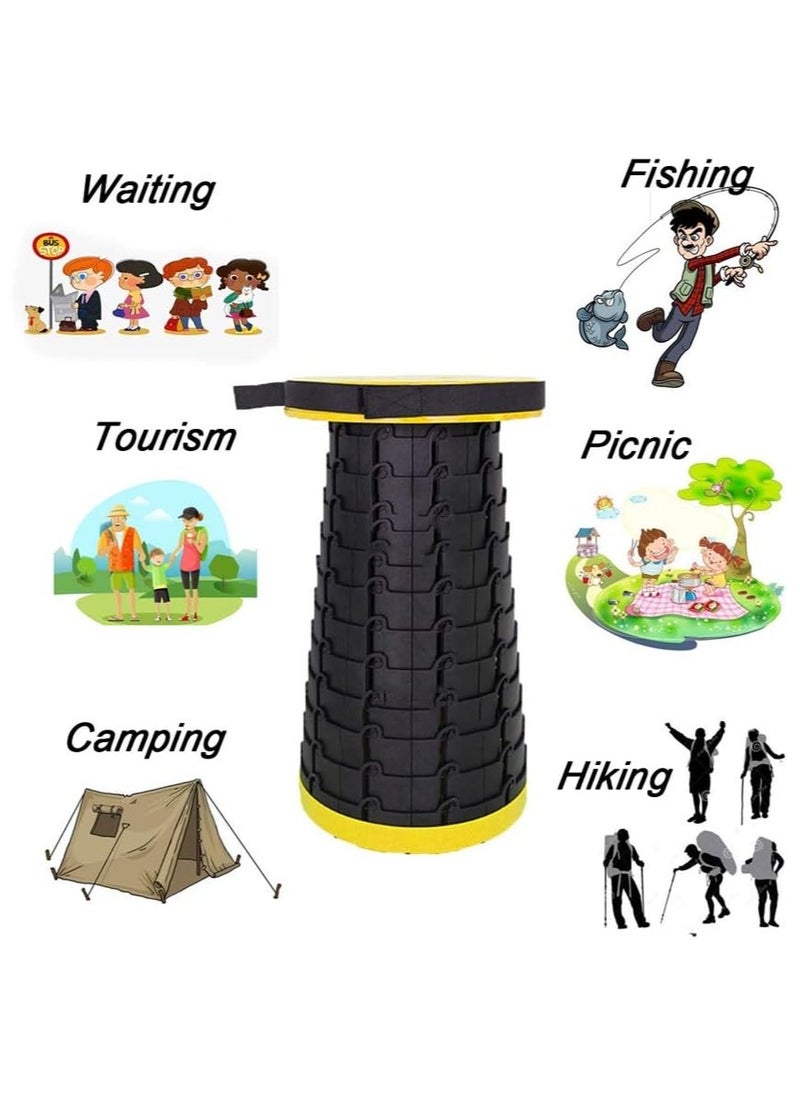 Generic - Portable Telescopic Folding Chair, Telescoping Stool for Camping, Lightweight Retractable Fishing Chair Disc Golf Holds Up 150Kg, Outdoor Mini Backpacking Hiking Travel Color: Yellow - Image 1