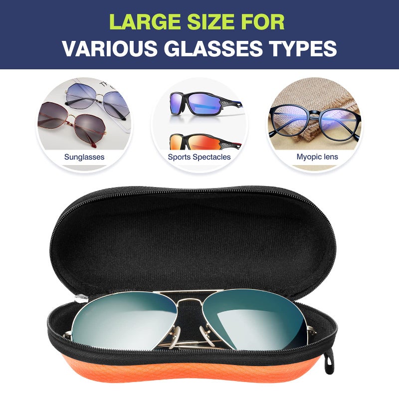 MoKo MoKo EVA Semi Hard Shell Sunglasses Case, Unisex Protective Eyeglass Case Glasses Case Holder with Metal Hanging Hook Mini Screwdriver for Men Women, Black & Orange  - Image 3