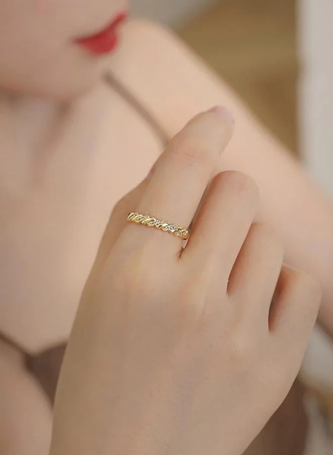 Take Two Gold Twisted Cubic Zirconia Open Ring.