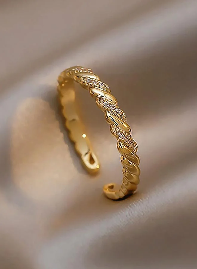 Take Two Gold Twisted Cubic Zirconia Open Ring.