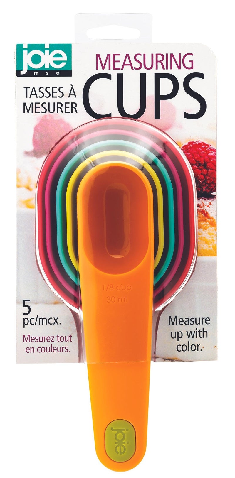 Joie Measuring Cups Set, Plastic, Assorted Colors, Baking, Cooking, Measure, Cakes, Cookies, Pies, 5 pc - Image 5