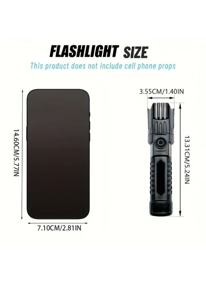 1pc USB Rechargeable LED Flashlight 3 Modes Portable Zoomable Lantern Power Display - Image 3