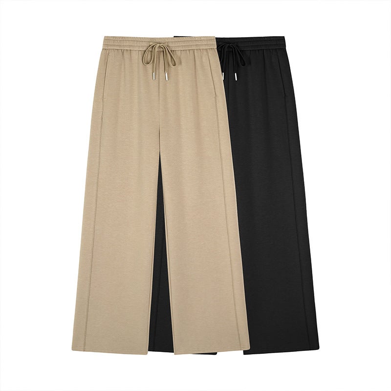 Korean Straight Knit Plus Size Casual Pants Black