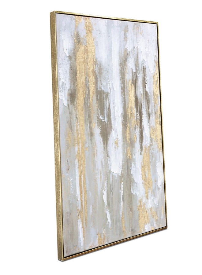 Zessonic Gold Abstract Wall Art Decor - Framed Texture Paintings Modern Canvas Artwork with Hand-Painted Gold Foil for Modern Style Decor, Ready to Hang - Image 1