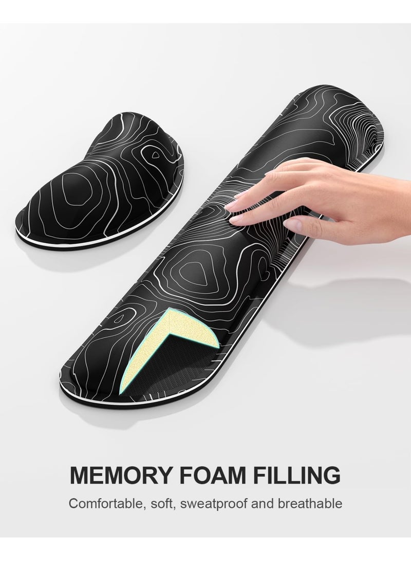 Rock Pow Extended Mouse Pad and Keyboard Wrist Rest 3-in-1 Gaming Mouse Pad XXL Set Ergonomic Wrist Rest for Computer Keyboards Non-Slip Desk Mat Protector 31.5" X 15.7" Ink Painting Forest - Image 4