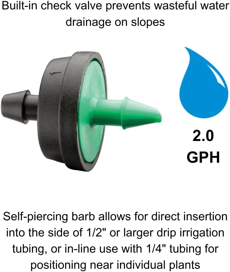 Rainbird CVD2010PKXS Drip Irrigation Dripper/Emitter with Built-in Check Valve, 2 Gallon Per Hour, 10-Pack - Image 3