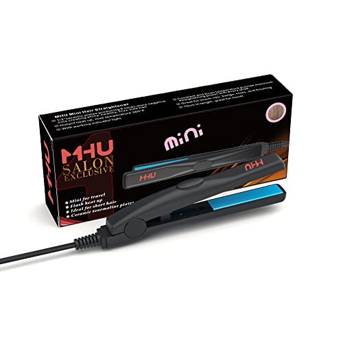 MHD Professional Travel Size 0.5 inch Mini Flat Iron Tourmaline Ceramic Hair Straightener Black - Image 1