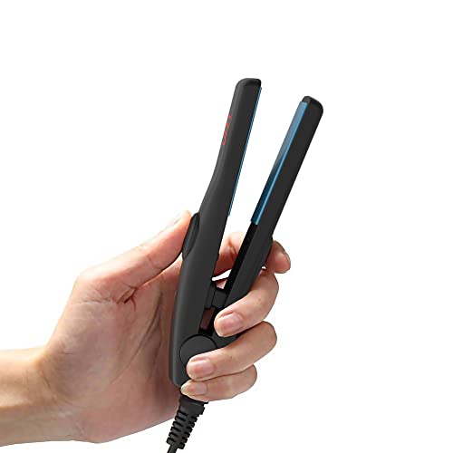 MHD Professional Travel Size 0.5 inch Mini Flat Iron Tourmaline Ceramic Hair Straightener Black - Image 2
