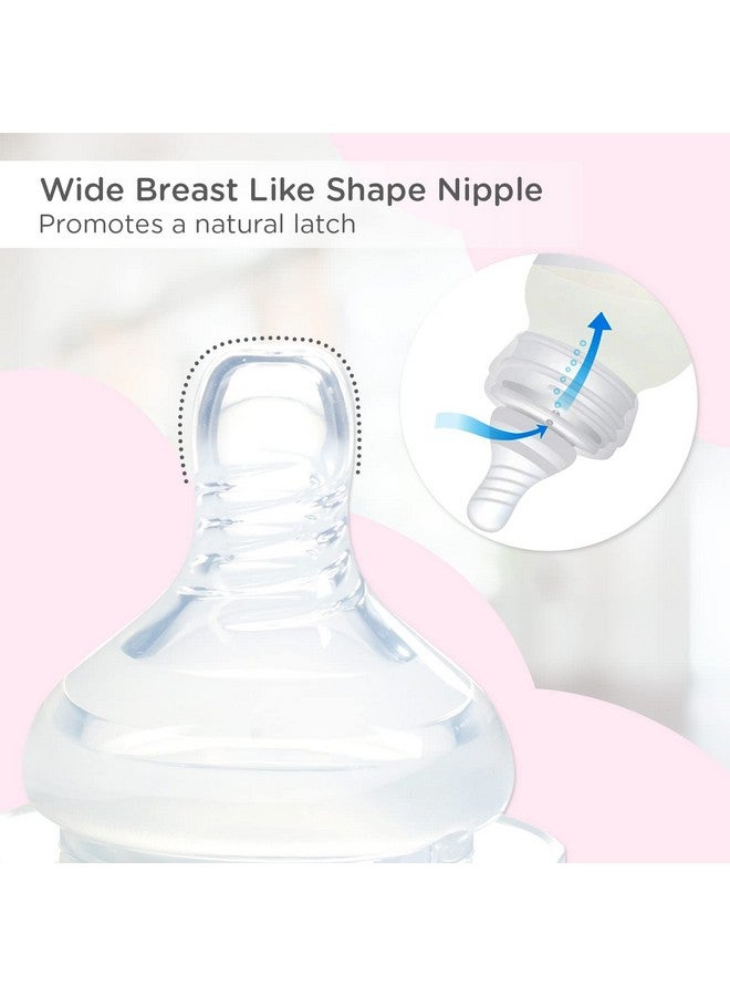 mee mee Mee Mee Premium Glass Feeding Bottle with Eazy-Flow Technology, Anti-Colic Valve,Anti Slip,BPA-Free Baby Feeding Bottle for Babies & Toddlers(Pink, 240Ml, Pack of 2) - Image 2