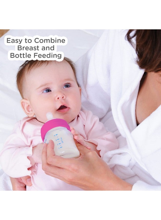 mee mee Mee Mee Premium Glass Feeding Bottle with Eazy-Flow Technology, Anti-Colic Valve,Anti Slip,BPA-Free Baby Feeding Bottle for Babies & Toddlers(Pink, 240Ml, Pack of 2) - Image 4