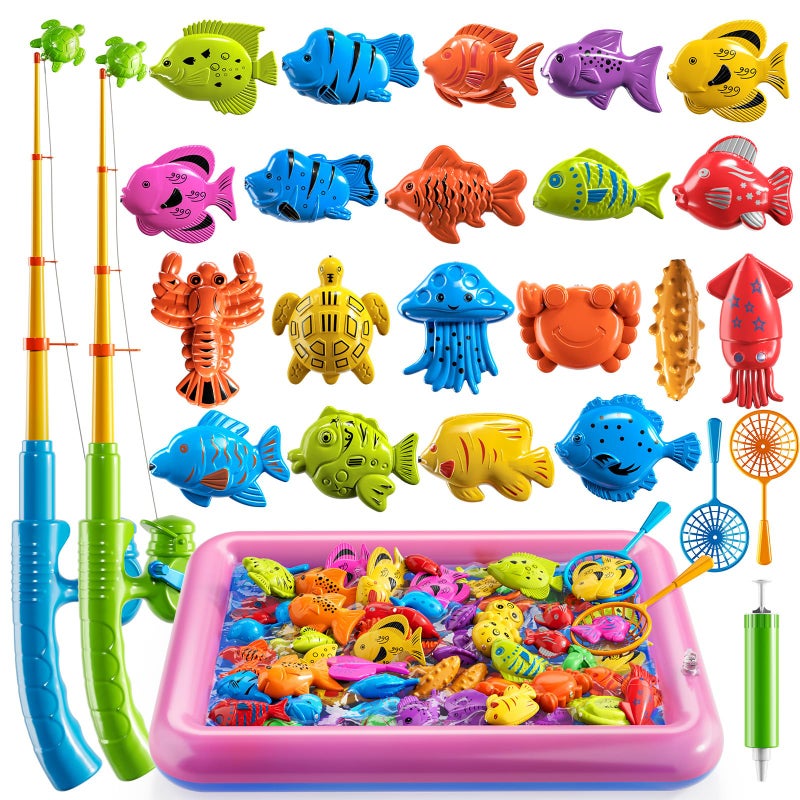 TEMI Fishing Toy for Kids 38 Years Old Bath Toy for Child Magnetic Fishing Pole for Toddlers Summer Water Toys for Boys and Girls Outdoor and Indoor Toys Gifts for Birthday and Holidays - Image 3