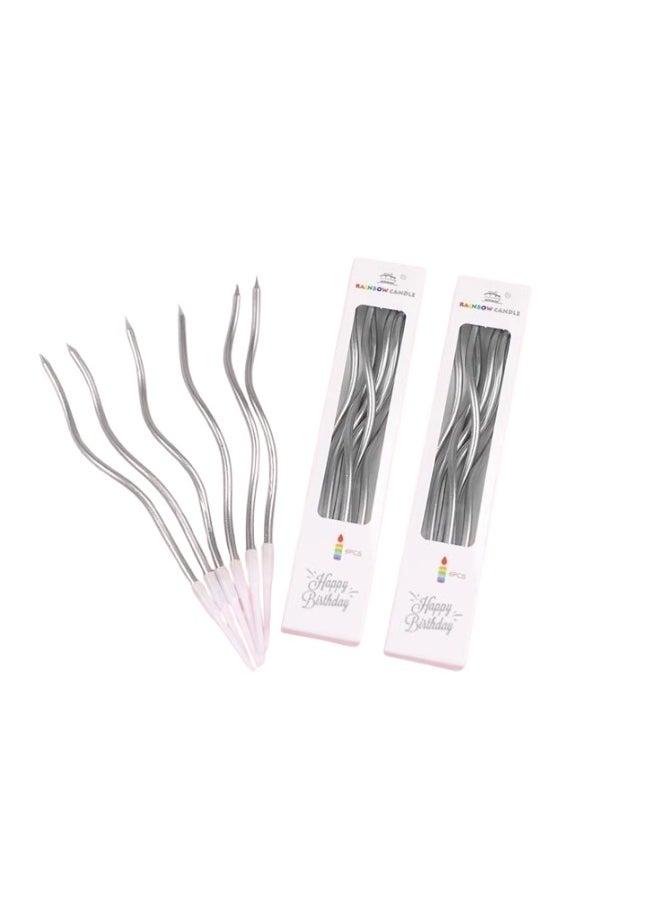 BBTO 12 Silver Curved Birthday Candles | Eid/Dubai Party Decor | Eco-Friendly & Photogenic  - Image 2