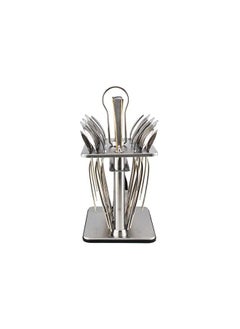 Berger 24 Piece Silverware Flatware Cutlery Set with Square Stand, Stainless Steel Includes 6 Knife, 6 Fork, 6 Tea Spoon, 6 Dinner Spoon, Mirror Polished, Dishwasher Safe  - Image 4