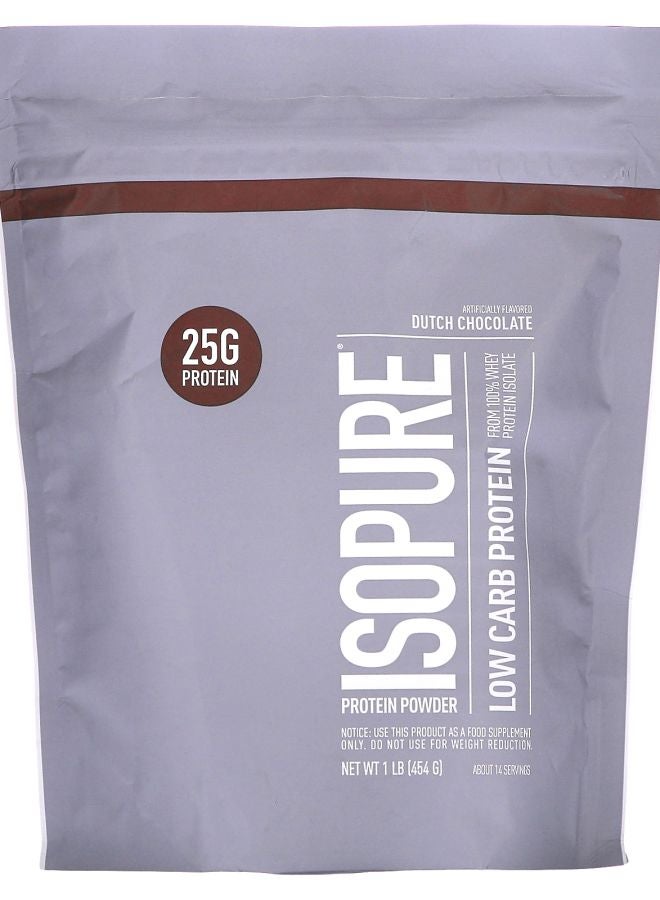 Isopure مسحوق بروتين منخفض الكربوهيدرات بنكهة الشوكولاتة الهولندية 1 رطل (454 جرام)