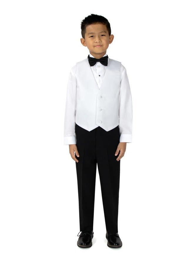 Spring Notion Big Boys' Modern Fit Tuxedo Set, No Tail 3T White Jacket/Black Pants - Image 2