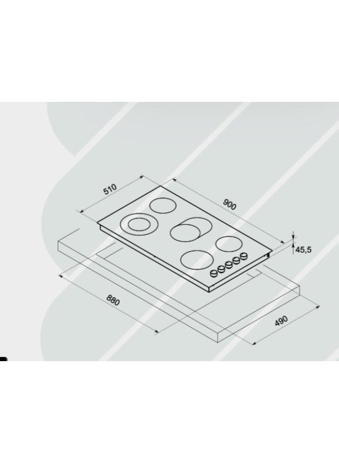 فينيس سطح 90سم 5عيون كهرباء سيراميك - عين دبل - التحكم بالمفتاح - امان كامل - مفاتيح جاذبية - Image 2