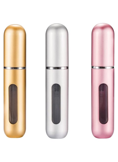 3 Pcs Empty Spray Bottle of 5ml Refillable Perfume Spray Multicolor