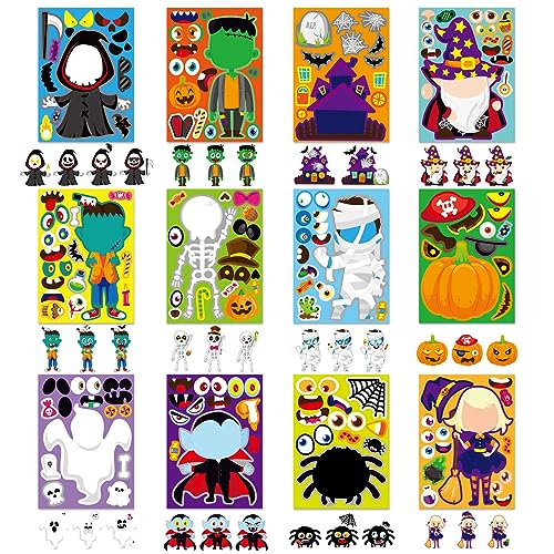 DUJAA 48 PCS Halloween Make-a-face Stickers Halloween Characters Stickers for Kids Make Your Own Mix and Match Sticker DIY Crafts Decorating Toy Sticker Trick or Treat Party Game Activities - Image 2