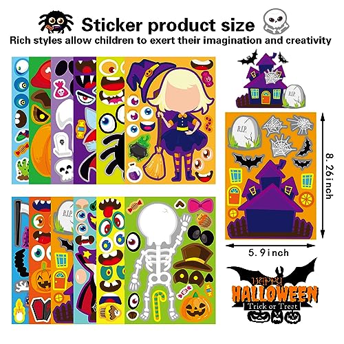 DUJAA 48 PCS Halloween Make-a-face Stickers Halloween Characters Stickers for Kids Make Your Own Mix and Match Sticker DIY Crafts Decorating Toy Sticker Trick or Treat Party Game Activities - Image 4