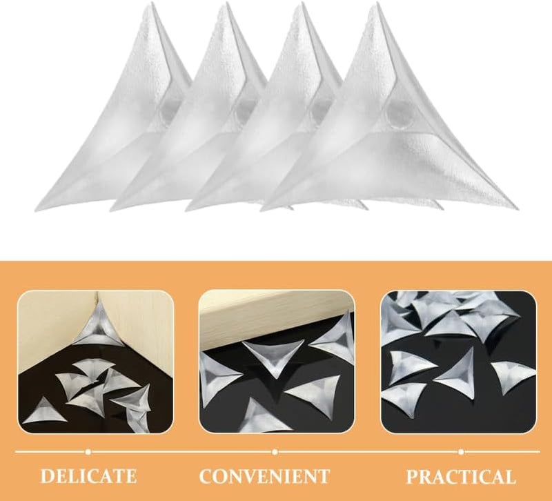HOMSFOU 200pcs Stair Inside Corner Clear Dust Guards Decorative Triangle Drawer Furniture Corner for Drawer Cabinet Wardrobe 070x070x015in - Image 4