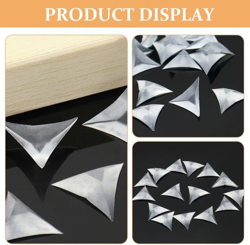 HOMSFOU 200pcs Stair Inside Corner Clear Dust Guards Decorative Triangle Drawer Furniture Corner for Drawer Cabinet Wardrobe 070x070x015in - Image 5