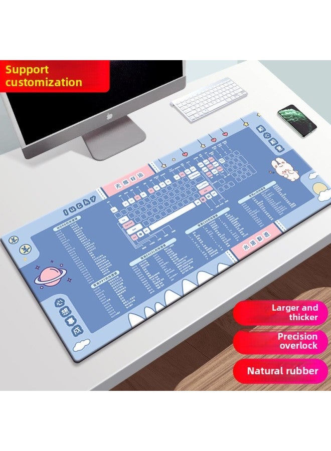 Mouse Pad Cad Office Shortcut Key Daquan Large Computer Heating Desktop Keyboard Desk Mat-Color:4mm-300x800mm♜-Pattern:Keyboard Iucky Bunny♜