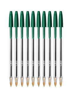 Bic 10-Piece Cristal Medium 1.0mm Tip Ballpoint Pen Green Ink  - Image 1