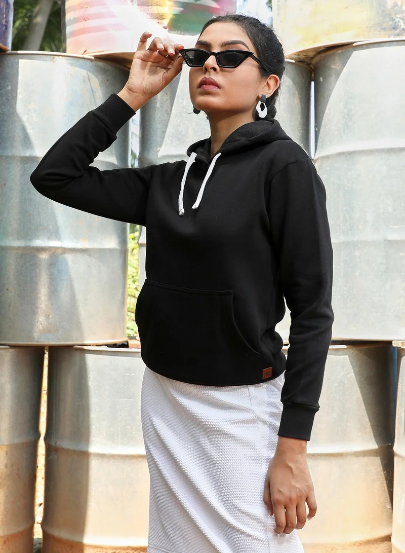 Campus Sutra Campus Sutra Women's Pullover Hoodie With Kangaroo Pockets