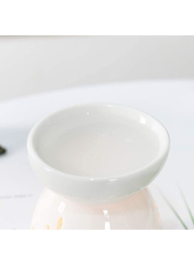 XiuWoo 2-Piece Ceramic Oil Burner With Candle Holder Set White One Size - Image 3