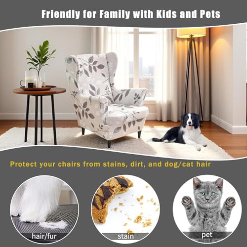 NILUOH Wingback Chair Slipcovers 2-Piece Stretch Spandex Wing Chair Covers Pattern Sofa Slipcover Armchair Chair Slipcovers Furniture Covers for Wingback Chairs Skid Resistance Machine Washable,06 - Image 4