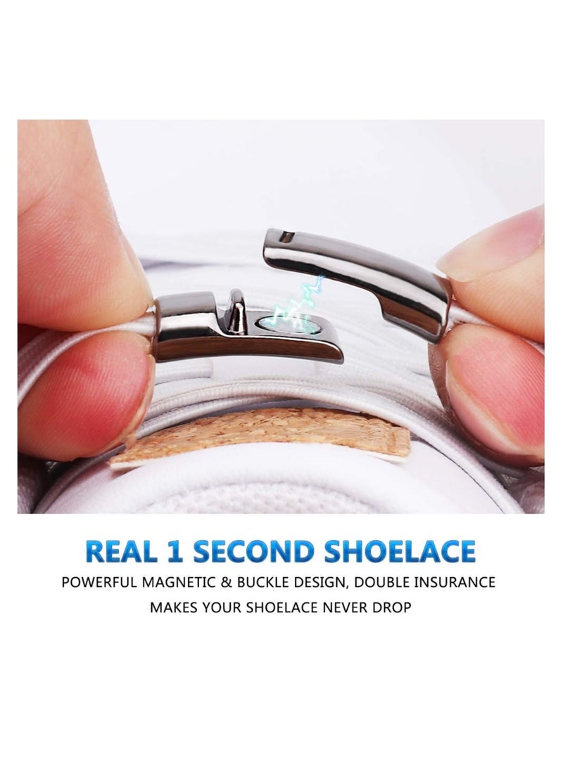SOLARAE Elastic No Tie Flat Shoe Laces for Sneakers Stretch Tieless Shoelaces Elastic Shoe Laces for Kids Adults Magnetic Shoes Strings - Image 2