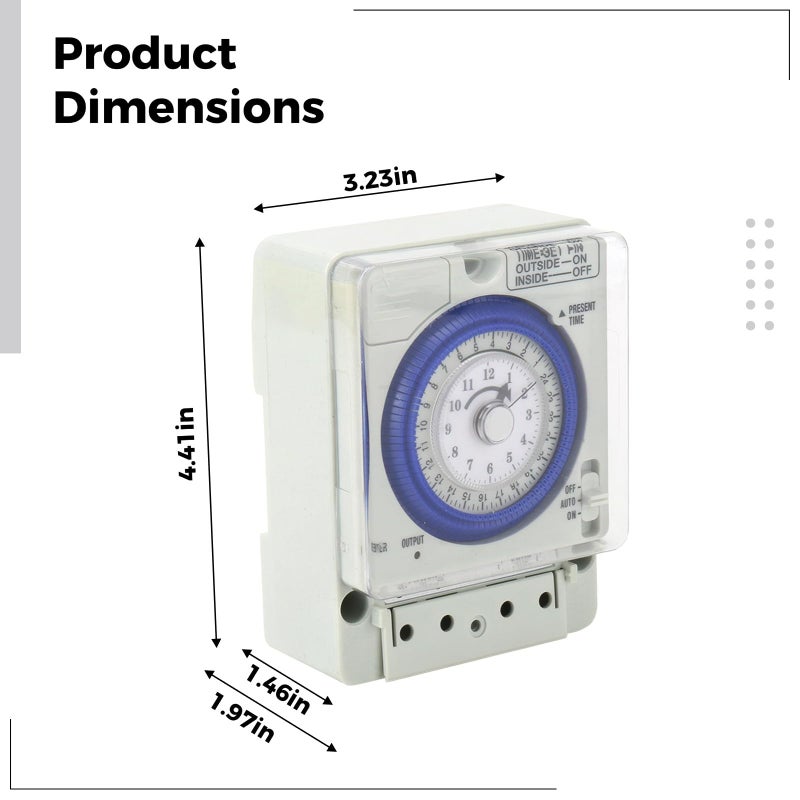 Mechanical Timer Switch 20A Home Power Compact Knob Design - Image 4