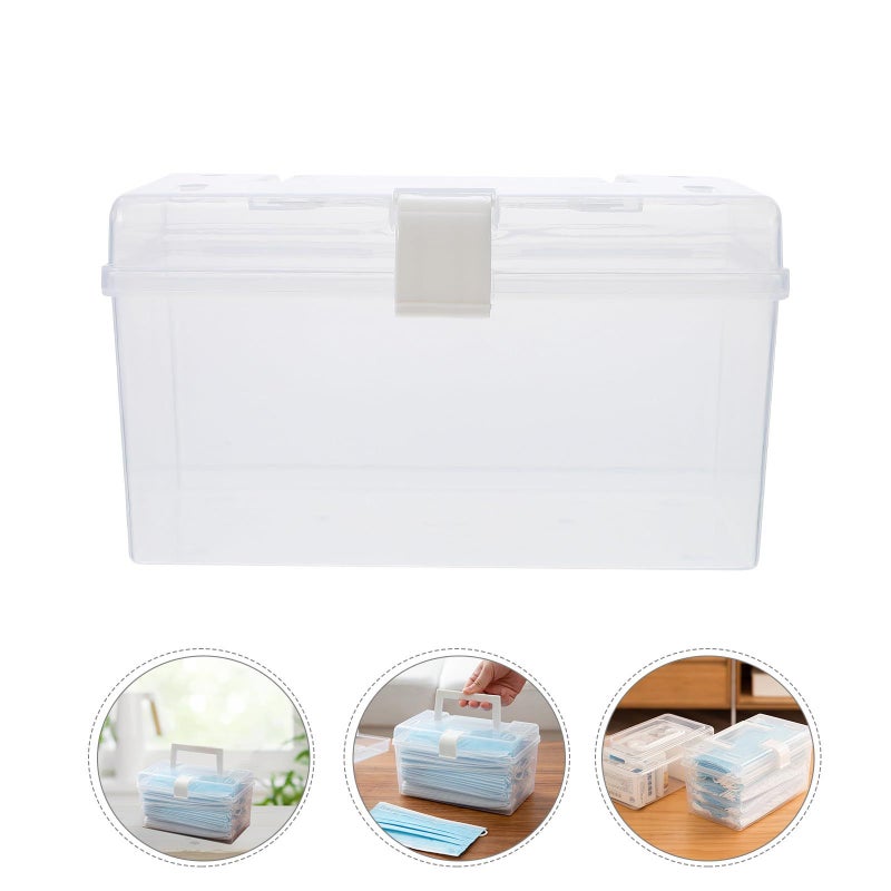 Large Capacity Portable Mask Storage Box with Lid Plastic Face Mask Container for Desk Countertop - Image 5